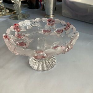 Studio Pink and Clear Glass Floral Bowl